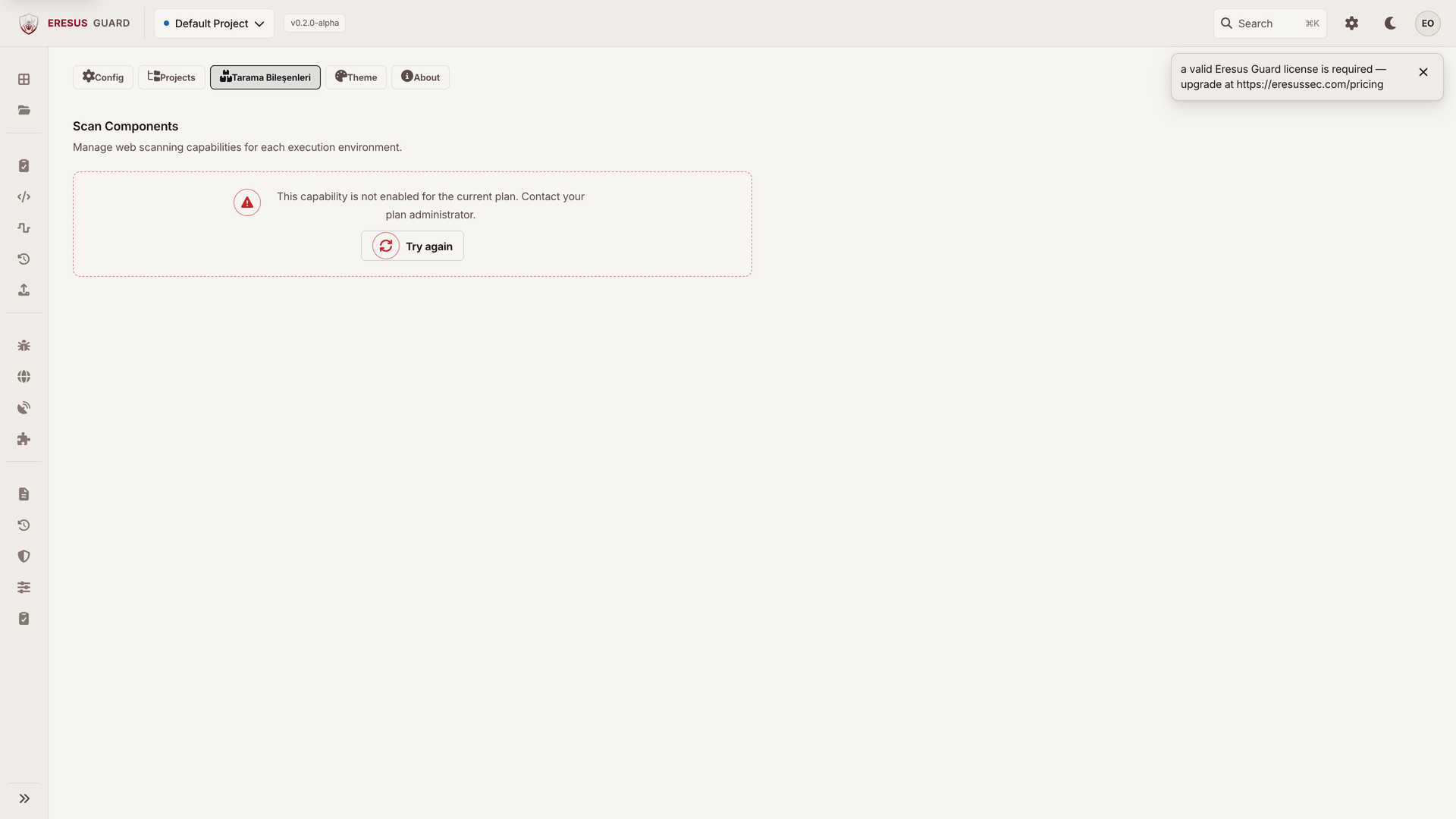 Workbench component and assessment configuration view