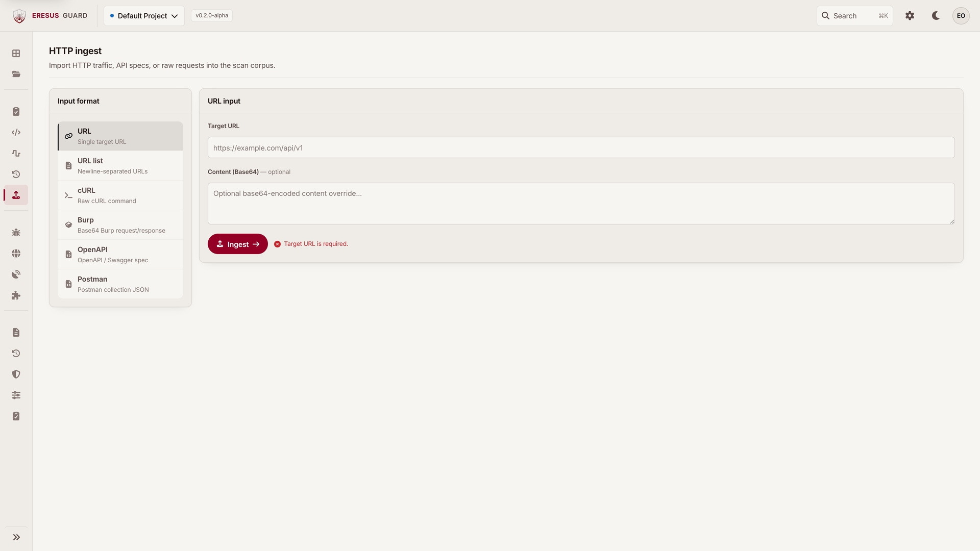 Ingest for OpenAPI, Postman, cURL, and approved endpoints